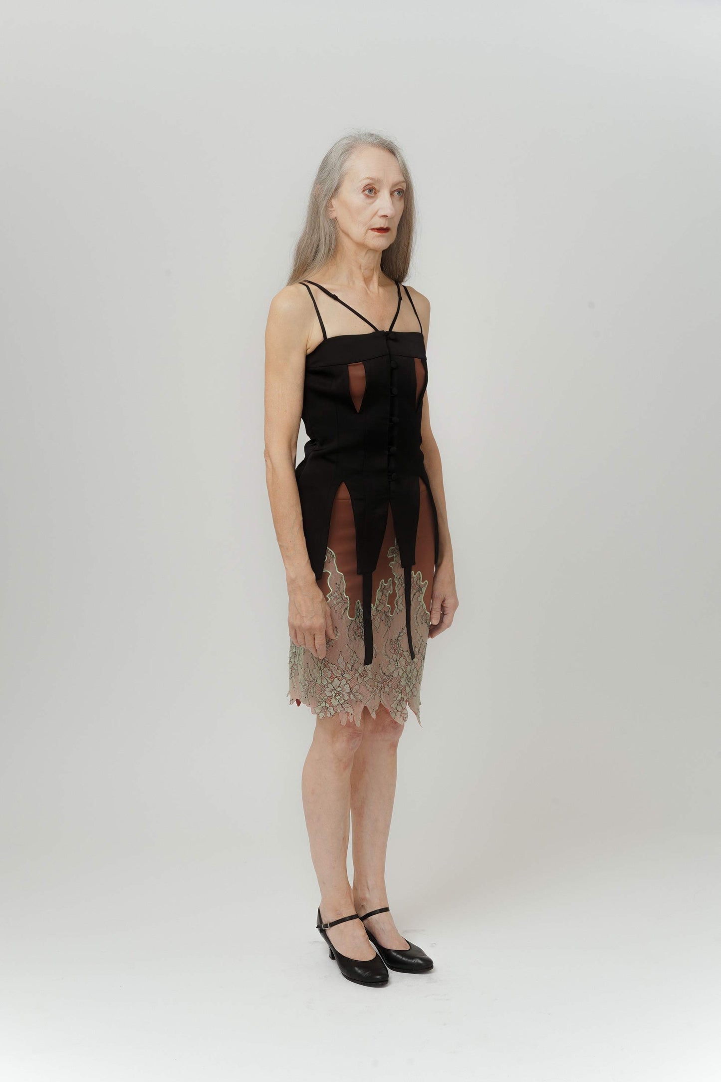 Double-layer Black Slip Dress