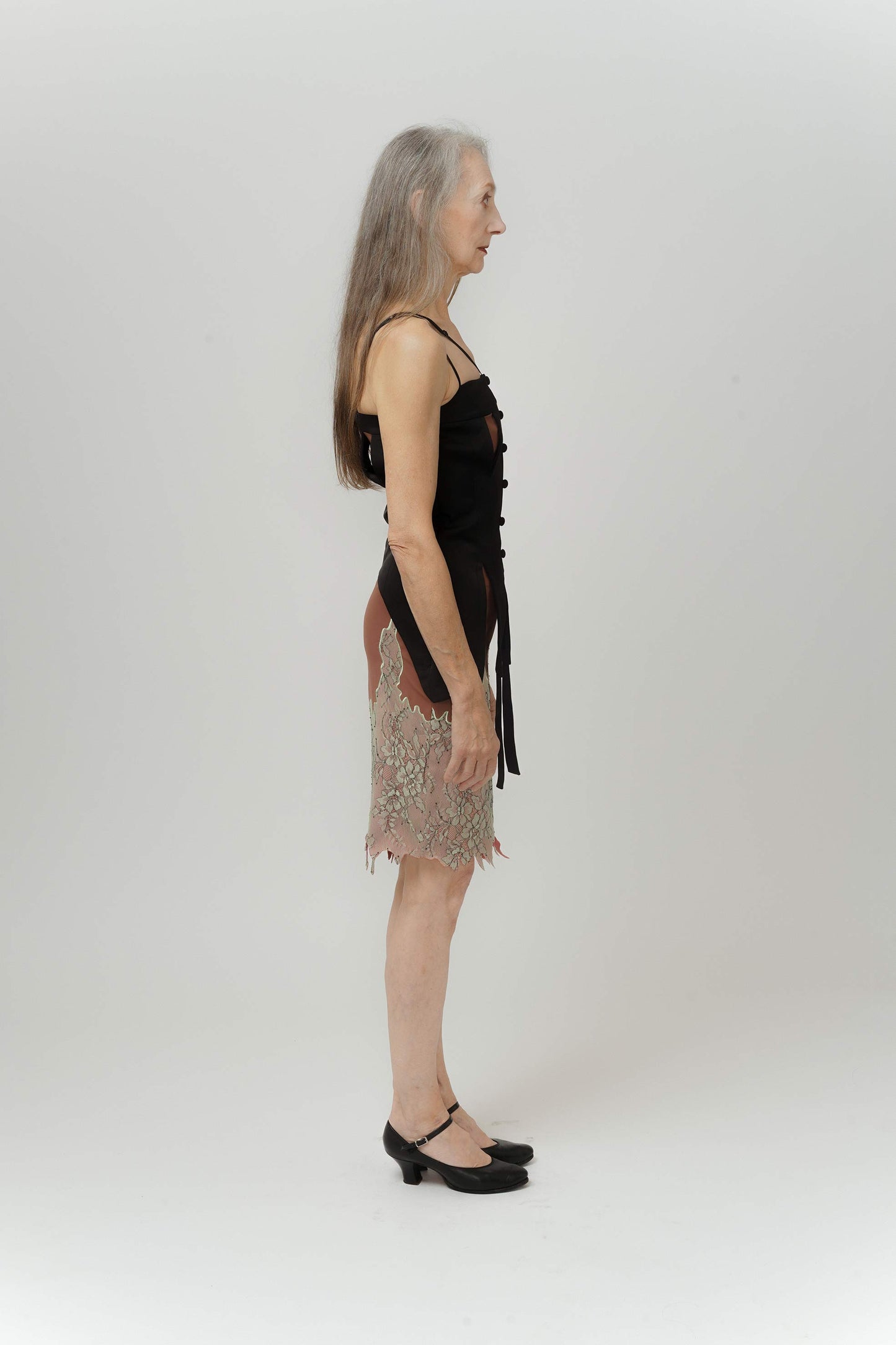 Double-layer Black Slip Dress