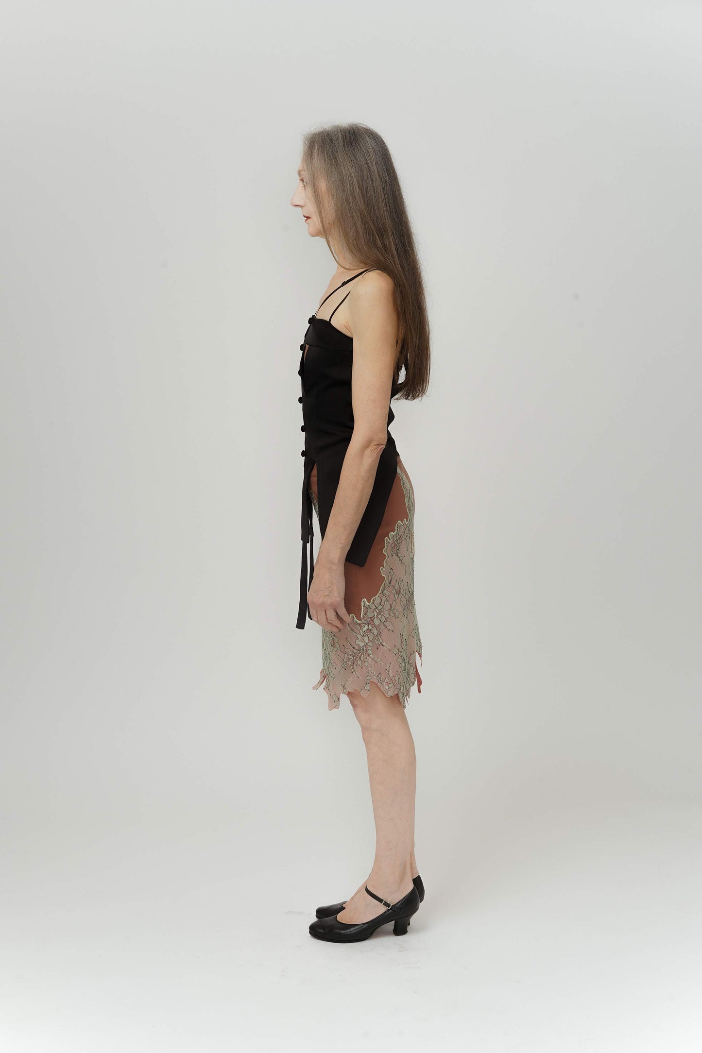 Double-layer Black Slip Dress