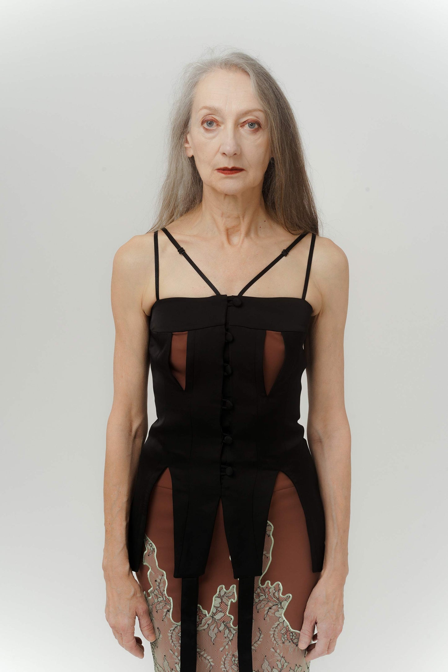 Double-layer Black Slip Dress