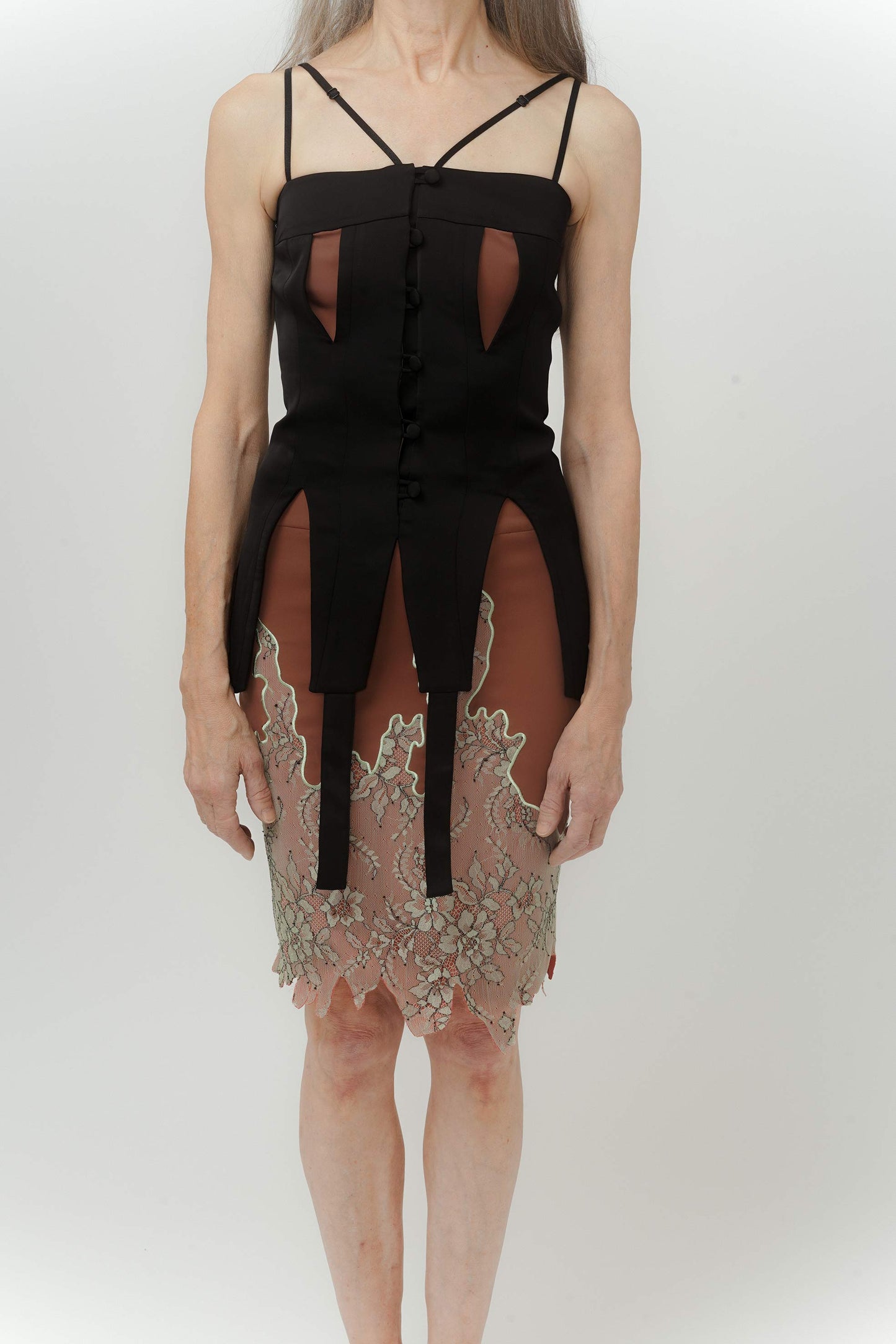 Double-layer Black Slip Dress