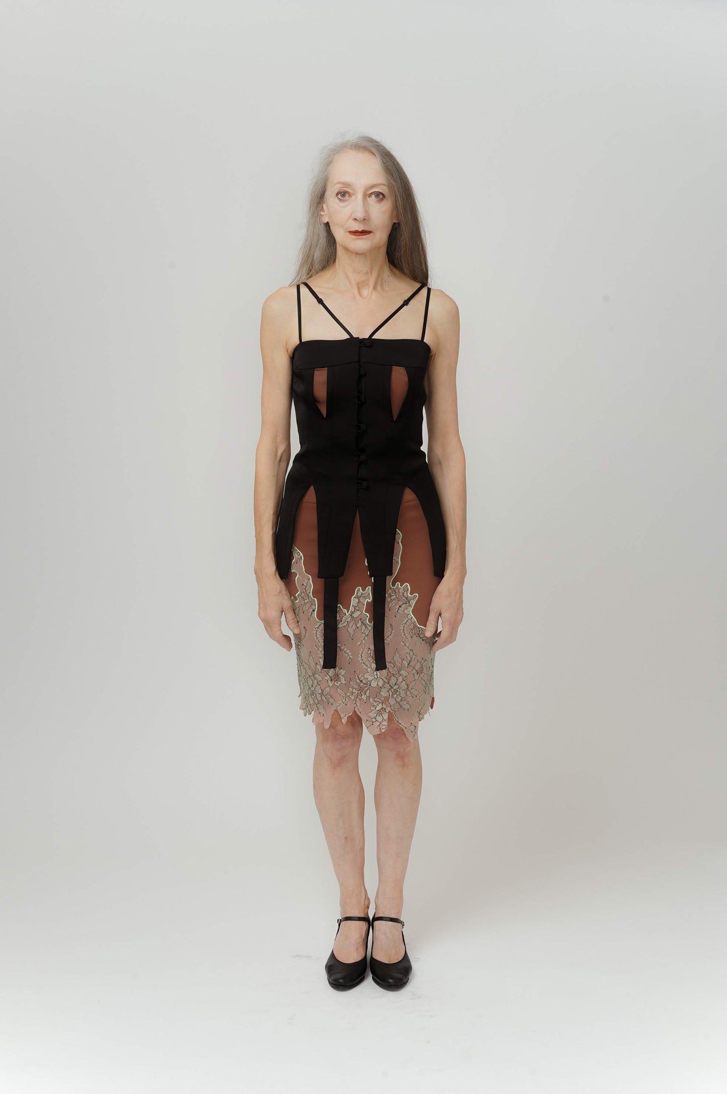 Double-layer Black Slip Dress